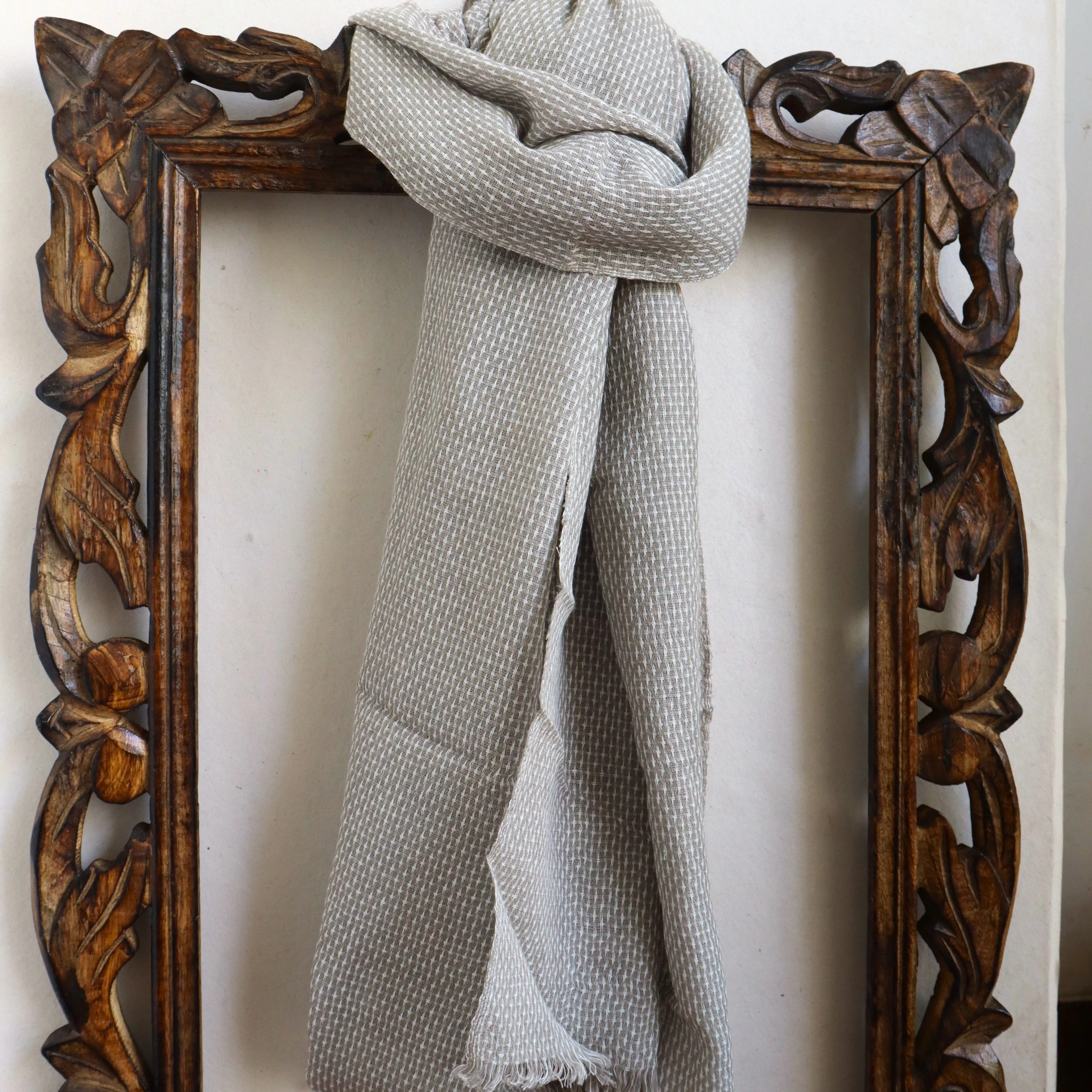 Unisex Earthy Grey Linen Stole