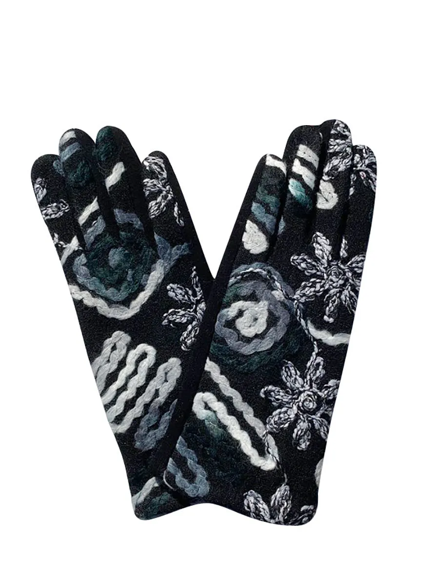 Women Winter Ethnic Warm Outdoor Gloves AT1095